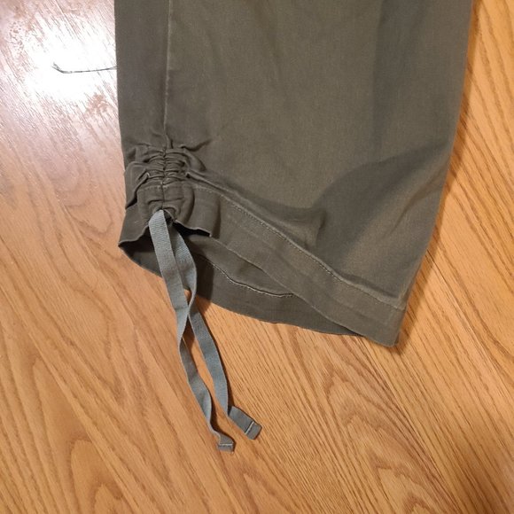 LEL LONG ELEGANT LEGS ZIP POCKET CROPPED CARGO PANTS ADJUSTABLE TIE HEM sz 16 - Picture 5 of 7